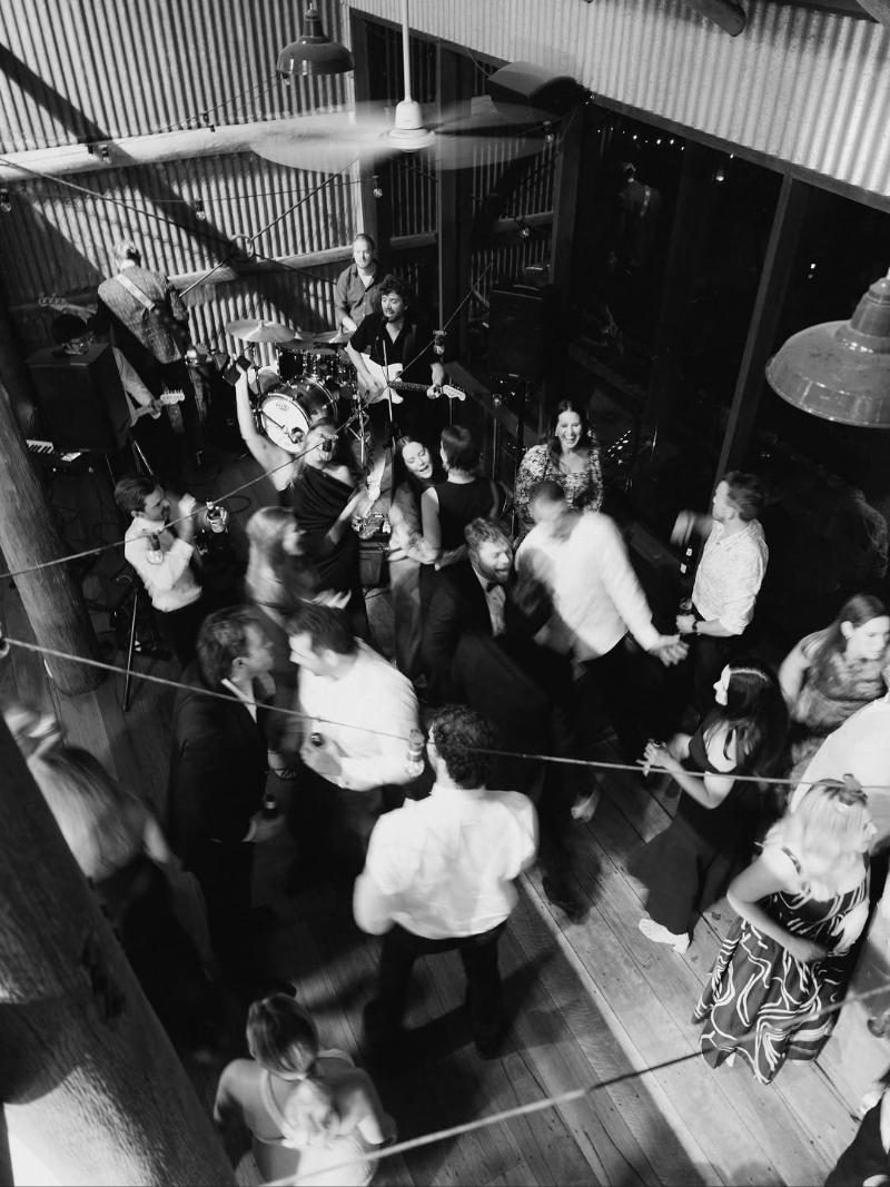 Packed dance floor at a wedding